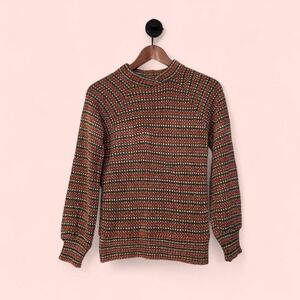 Vintage Liz Claiborne 90s Y2K chenille Rainbow Knit Striped Sweater Size Small